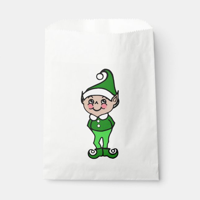 Christmas Party Elf Favour Cookie Treat Bag (Front)