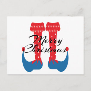 Christmas Party Elf Feet Whimiscal Postcard