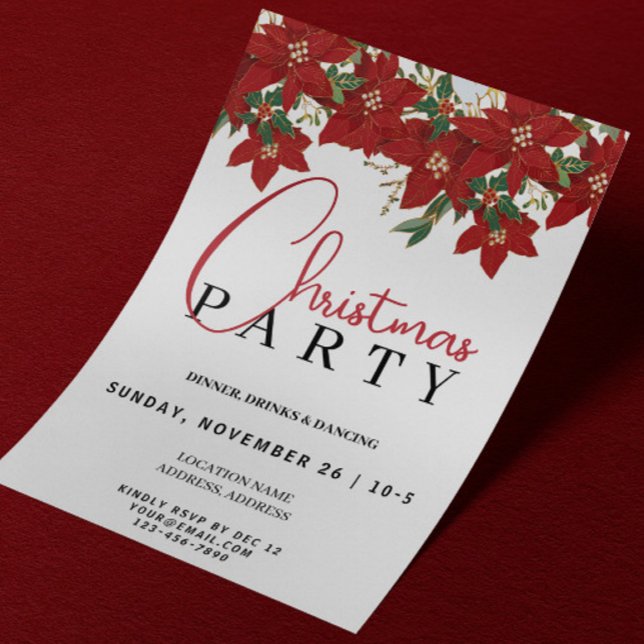 Christmas Party Event Invitation | Red Flowers (Creator Uploaded)