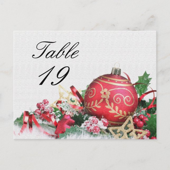 Christmas Party Event Table Number Postcard (Front)