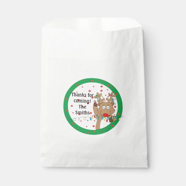 Christmas Party Favour Bag. "Reindeer" Personalise Favour Bags (Front)