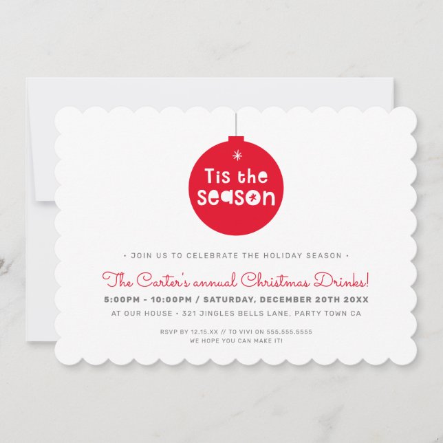 CHRISTMAS PARTY festive fun bold TIS THE SEASON Holiday Card (Front)