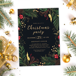 Christmas Party Festive Holiday Greenery Botanical Invitation