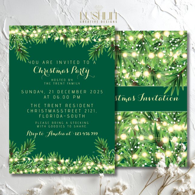 Christmas Party Festive Holiday Greenery Invitation (Creator Uploaded)