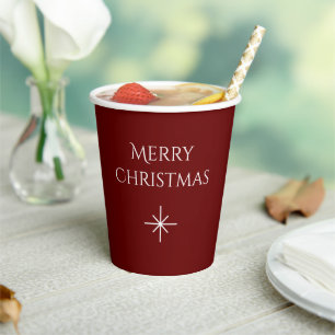 Christmas Party Festive Snowflake Typography Red Paper Cups