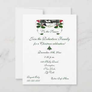 Christmas Party-Festive Vintage Landscape Invitation