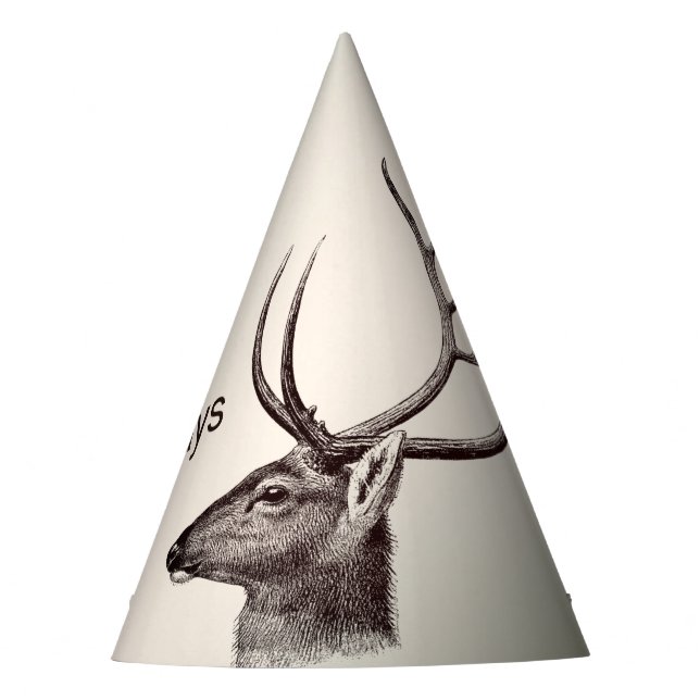 Christmas Party Floral Reindeer Golden Winter Hat (Front)