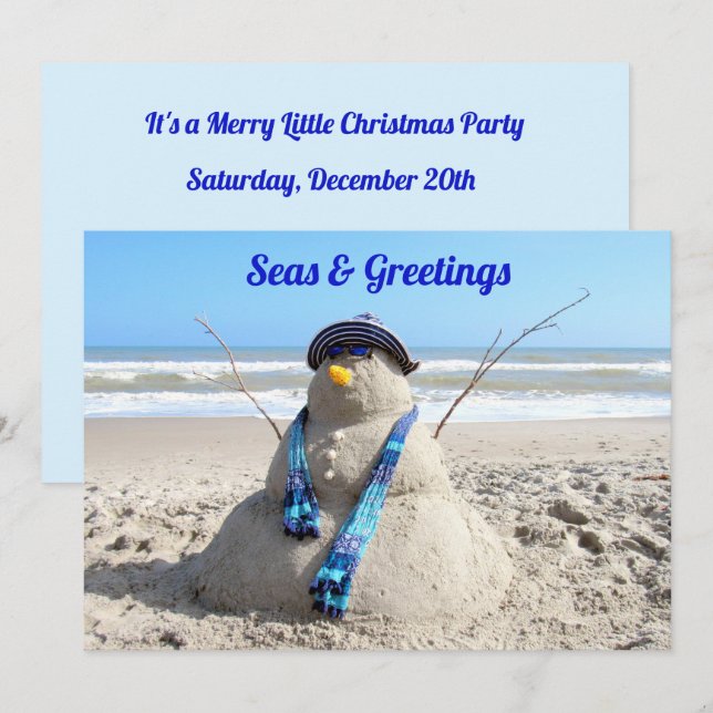 Christmas Party Florida Snowman Invitation (Front/Back)