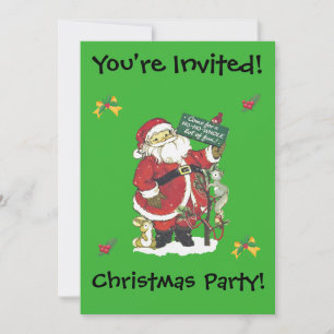 Christmas Party Fun Santa Tree Little Animals Invitation