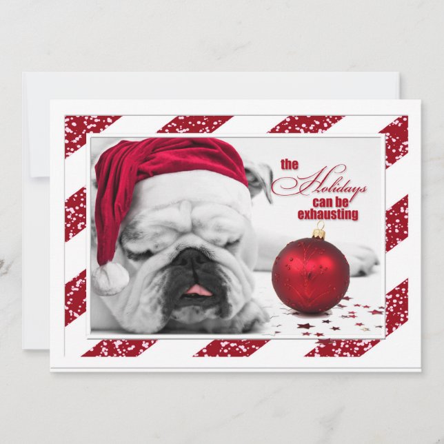 Christmas Party Funny Bulldog Santa Invitation (Front)