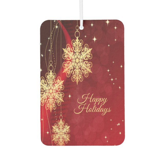 Christmas Party Gift Red Golden Snowflakes Holiday Car Air Freshener (Front)