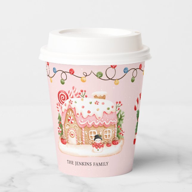 Christmas Party Gingerbread House Paper Cups (Front)