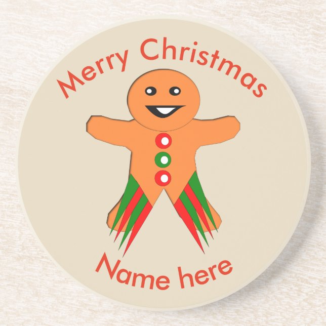Christmas Party Gingerbread Man Coasters (Front)