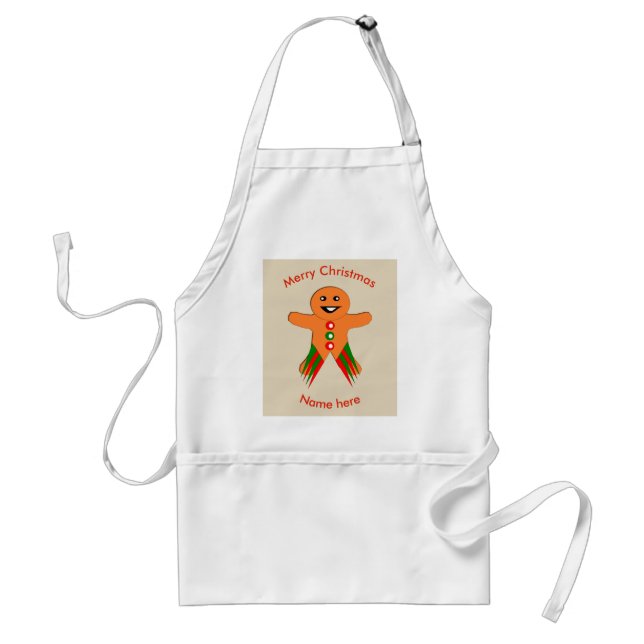 Christmas Party Gingerbread Man Cooking Apron (Front)
