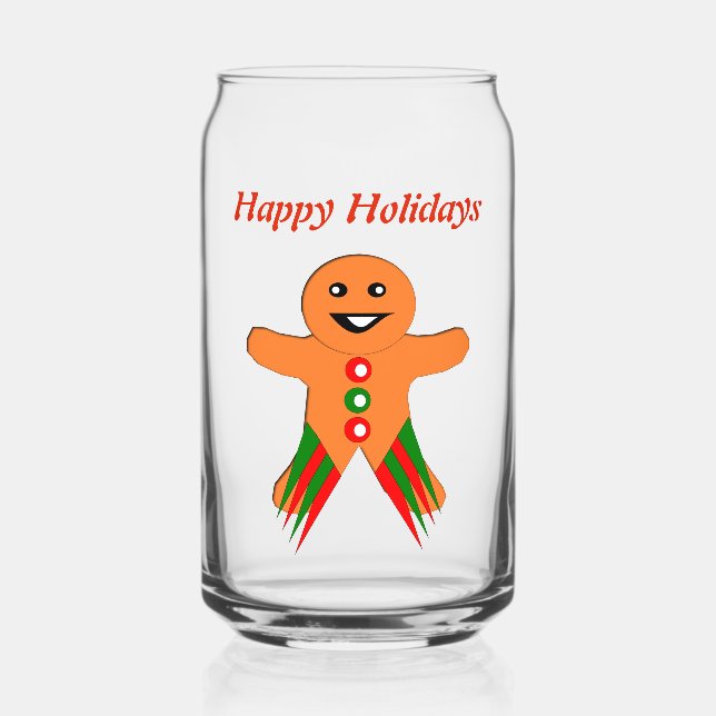 Christmas Party Gingerbread Man Custom Can Glass (Front)