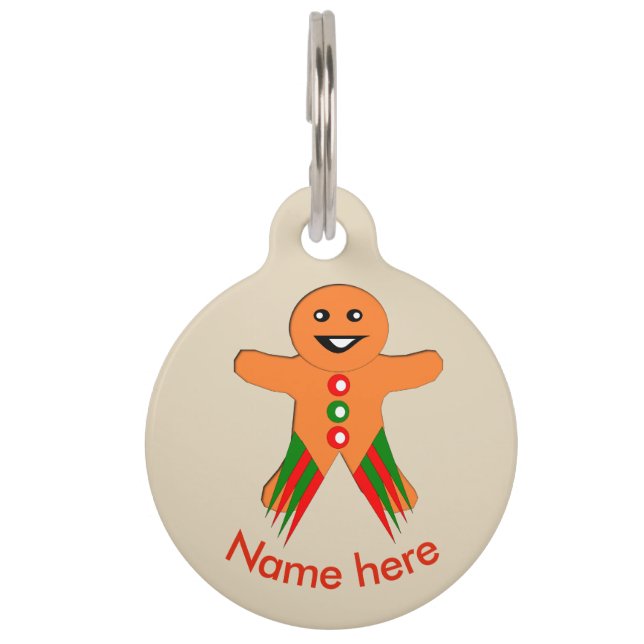 Christmas Party Gingerbread Man Custom Dog Tag (Front)