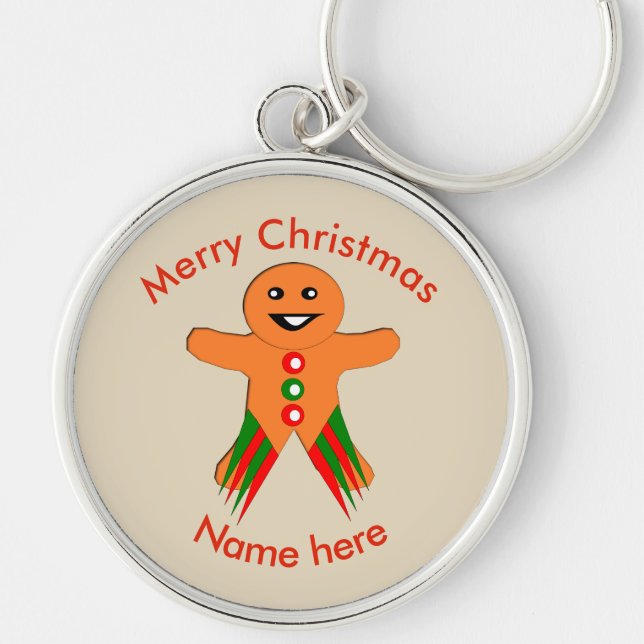 Christmas Party Gingerbread Man Custom Keychain (Front)
