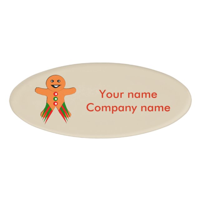 Christmas Party Gingerbread Man Custom Name Tag (Front)