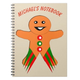 Christmas Party Gingerbread Man Custom Notebook