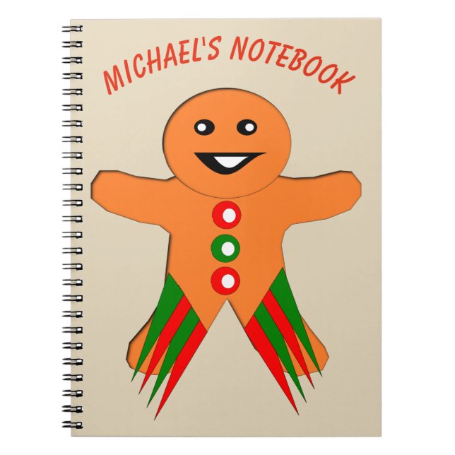 Christmas Party Gingerbread Man Custom Notebook (Front)