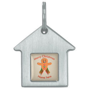 Christmas Party Gingerbread Man Custom Pet Tag