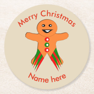 Christmas Party Gingerbread Man Paper Coasters