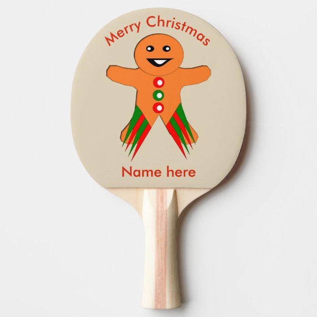 Christmas Party Gingerbread Man Ping Pong Paddle (Front)