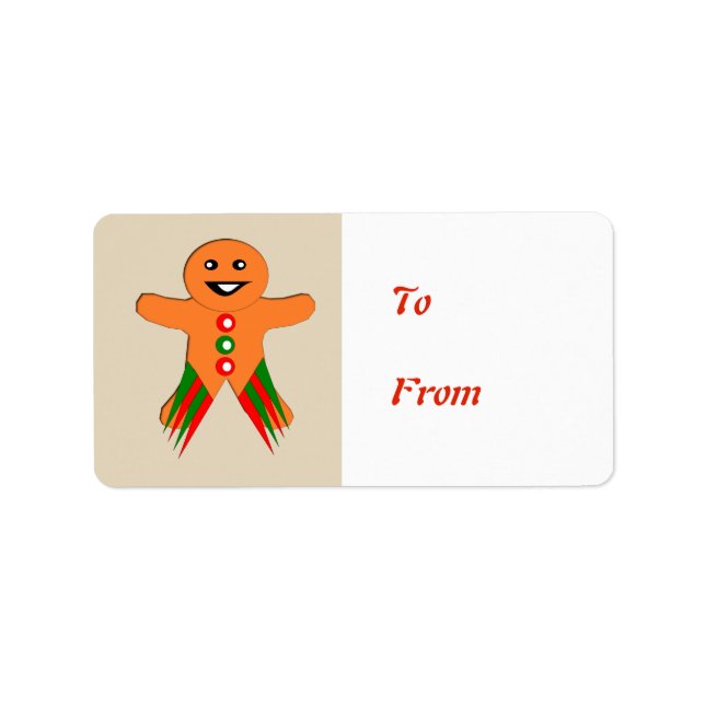 Christmas Party Gingerbread Man Present Tag Label (Front)