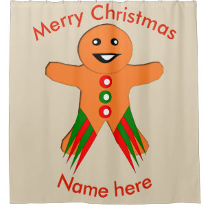 Christmas Party Gingerbread Man Shower Curtain