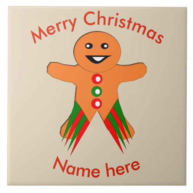 Christmas Party Gingerbread Man Tile (Front)
