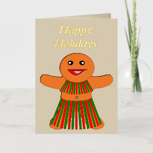 Christmas Party Gingerbread Woman Custom Foil Greeting Card