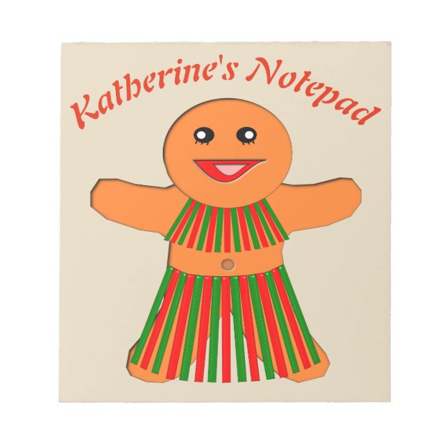 Christmas Party Gingerbread Woman Custom Notepad (Front)