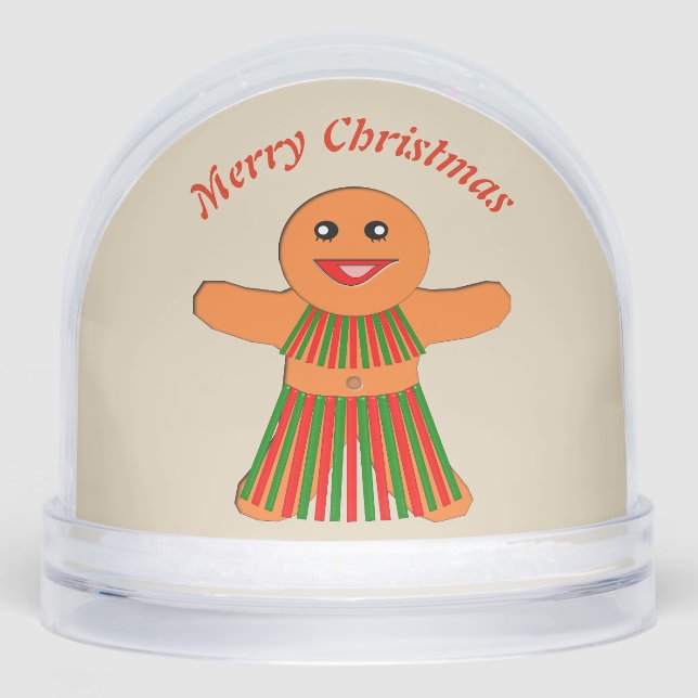 Christmas Party Gingerbread Woman Custom Snowglobe (Front)