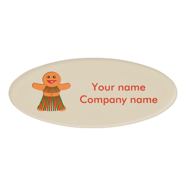 Christmas Party Gingerbread Woman Name Tag (Front)