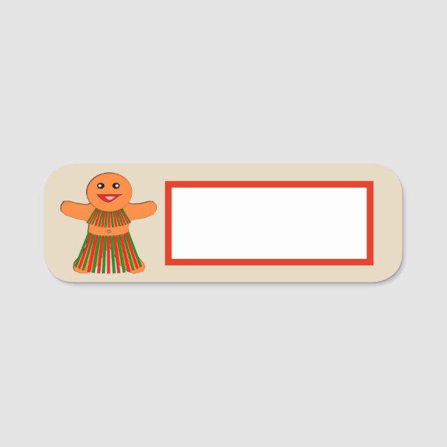 Christmas Party Gingerbread Woman Name Tag (Front)
