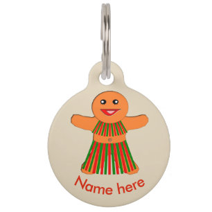 Christmas Party Gingerbread Woman Pet Tag
