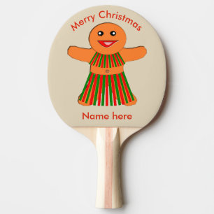 Christmas Party Gingerbread Woman Ping Pong Paddle