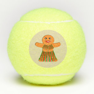 Christmas Party Gingerbread Woman Tennis Balls