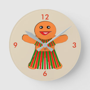 Christmas Party Gingerbread Woman Wall Clock