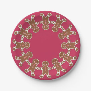 Christmas Party Gingerbread Wreath Paper Plates
