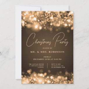 Christmas Party Glam Gold Lights Invitation