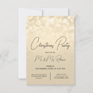 Christmas Party Glam Gold Lights Sparkle Invite