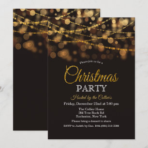 Christmas Party Glitter Lights Invitation
