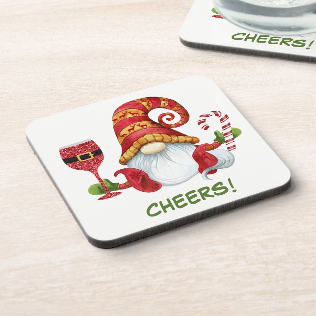 Christmas Party Gnome Cheers Coaster (Left Side)