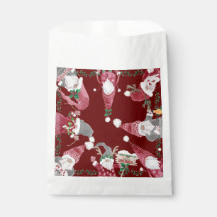 Christmas Party Gnomes Holiday Burgundy Watercolor Favour Bags