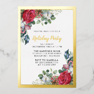 Christmas Party Gold Foil Invitation Postcard