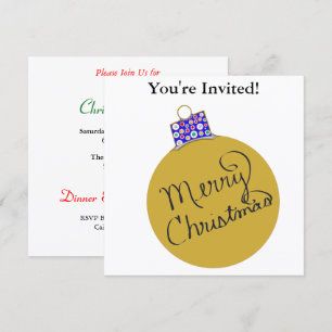 Christmas Party Gold Ornament Ball Holiday Card