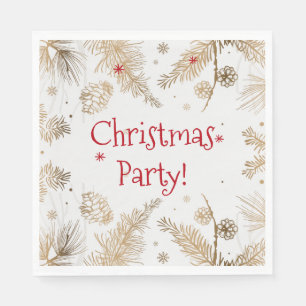 Christmas Party, Gold Pine Combs,  Napkin