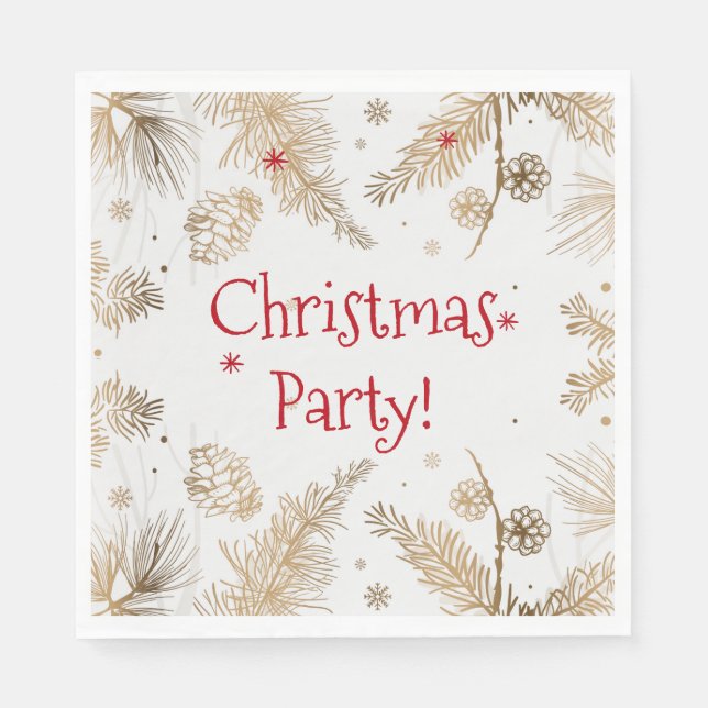 Christmas Party, Gold Pine Combs,  Napkin (Front)