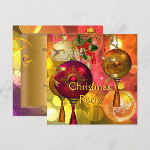 Christmas Party Gold Yellow Green Red Xmas Invitation